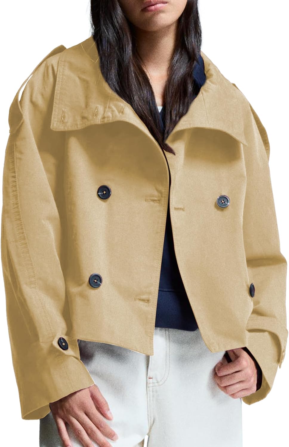 MARLOWE | Cropped Trench Coat with Belted Waist