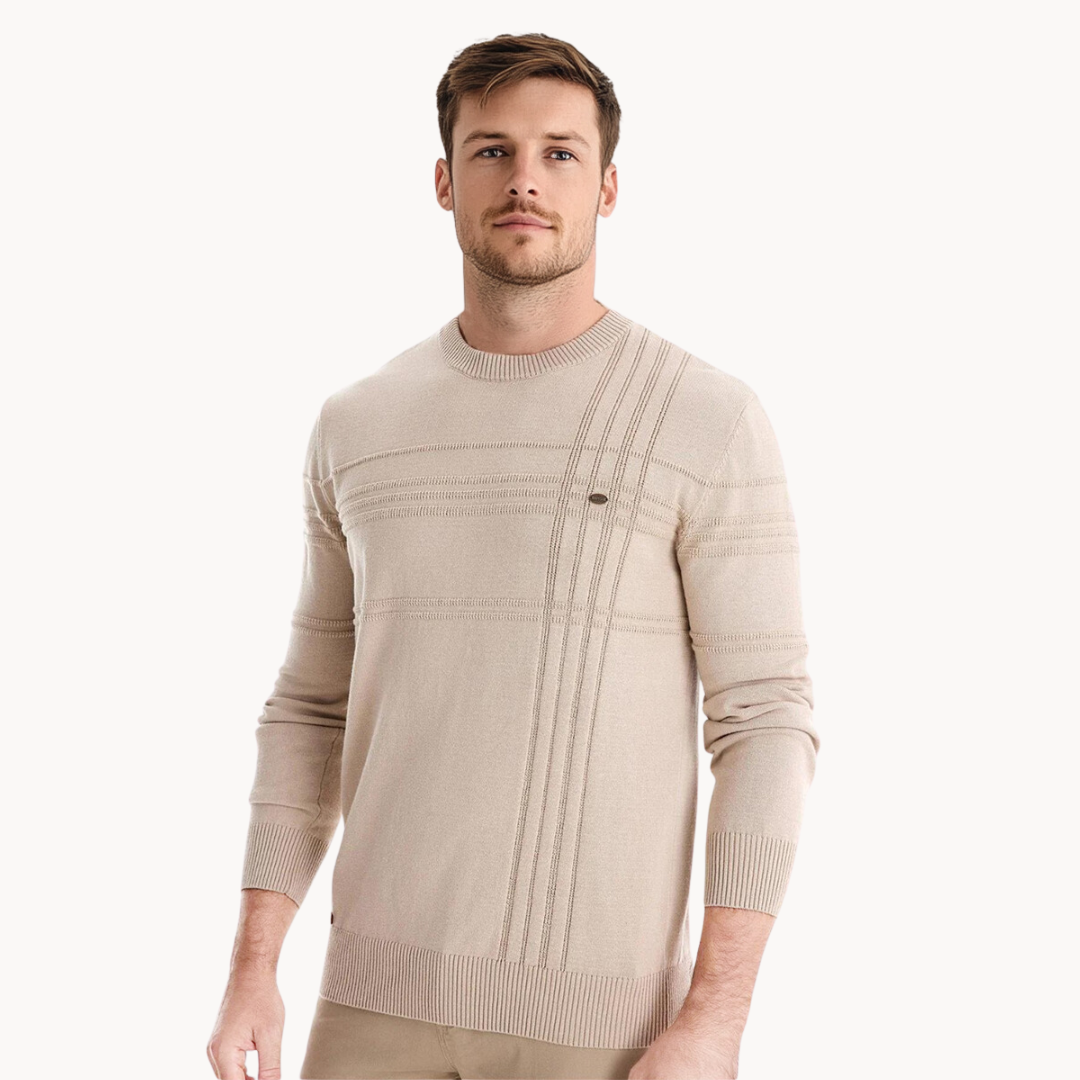 Bryson | Cotton Men’s Sweater with Stripe Design