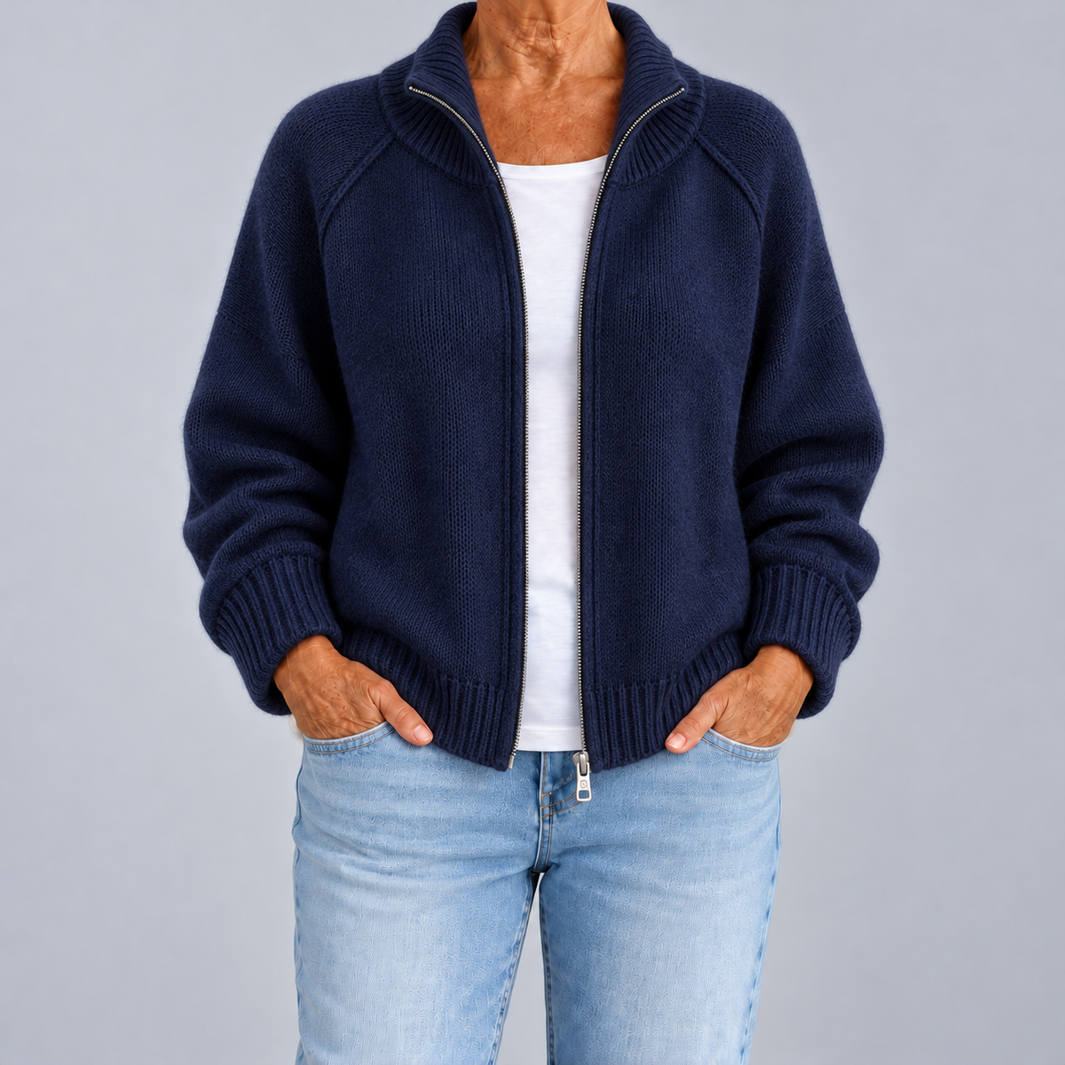 Dafne | Zip Cardigan with High Collar