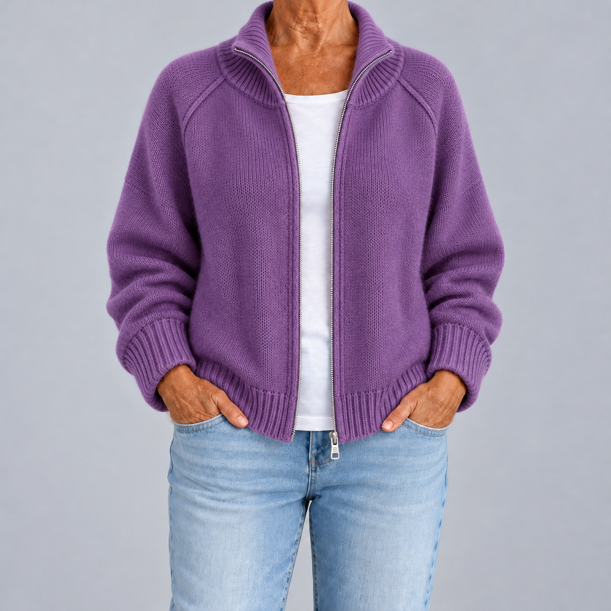 Dafne | Zip Cardigan with High Collar