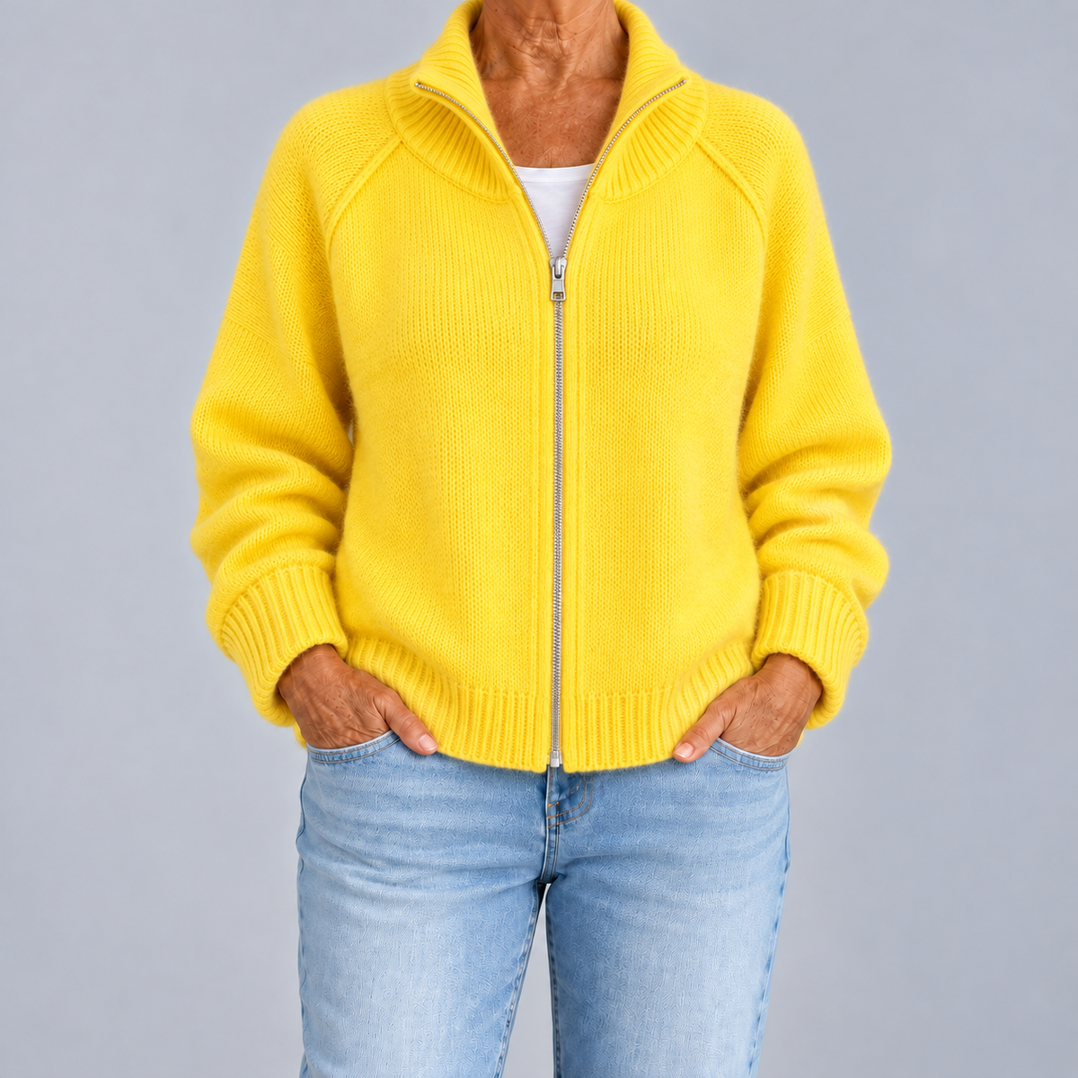 Dafne | Zip Cardigan with High Collar