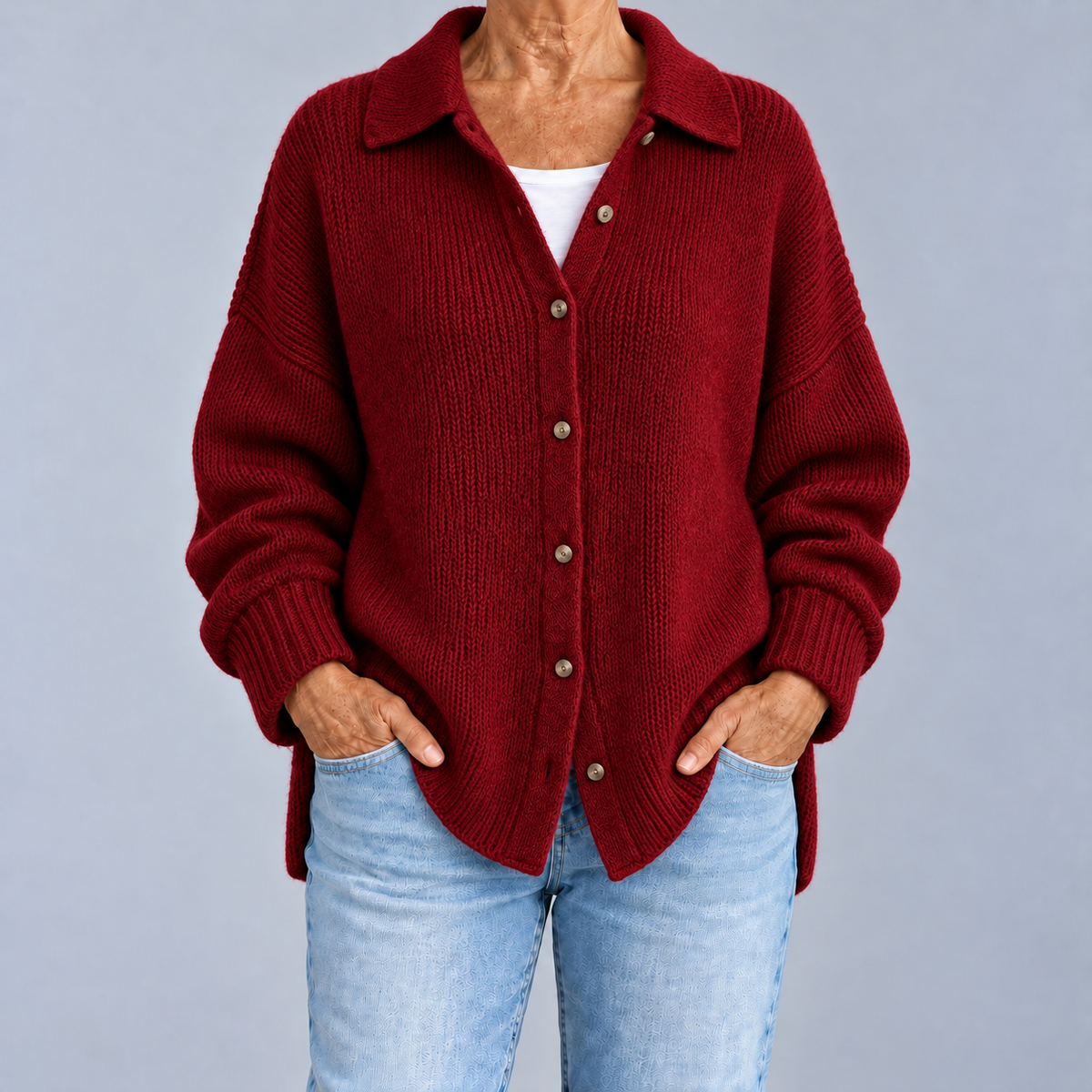 Laura | Oversized Cardigan with Shirt Collar