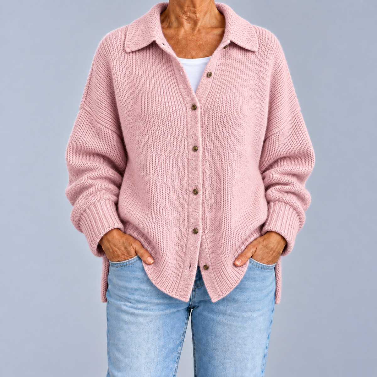 Laura | Oversized Cardigan with Shirt Collar