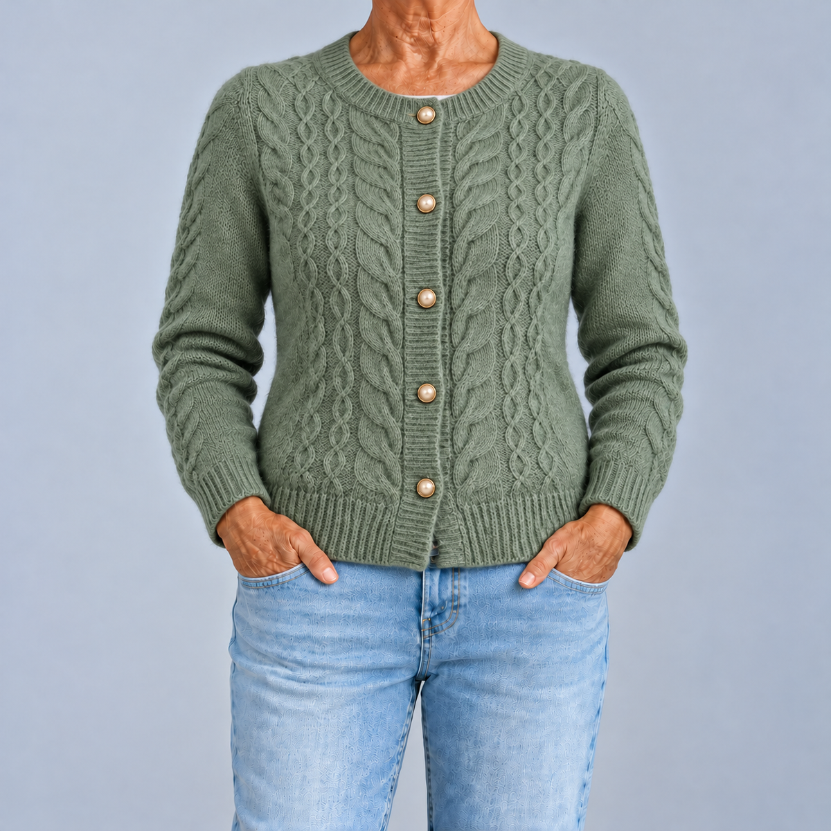 Fiorenza | Cable Knit Cardigan with Pearl Buttons