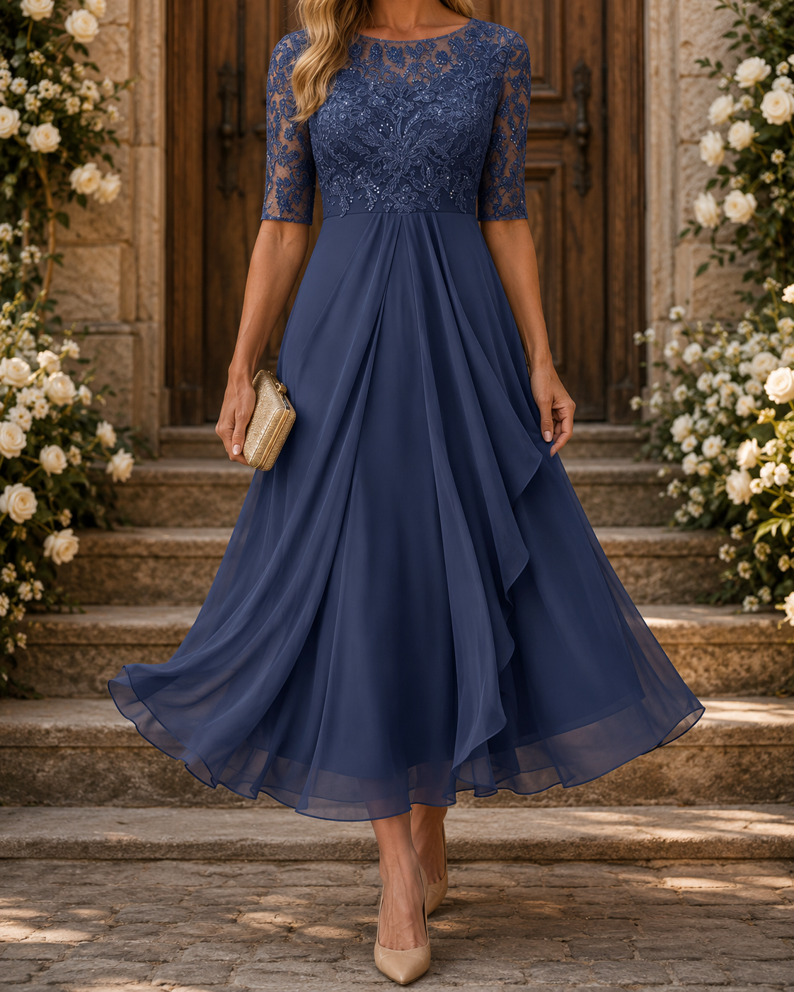 Romina | Slimming Lace Midi Dress