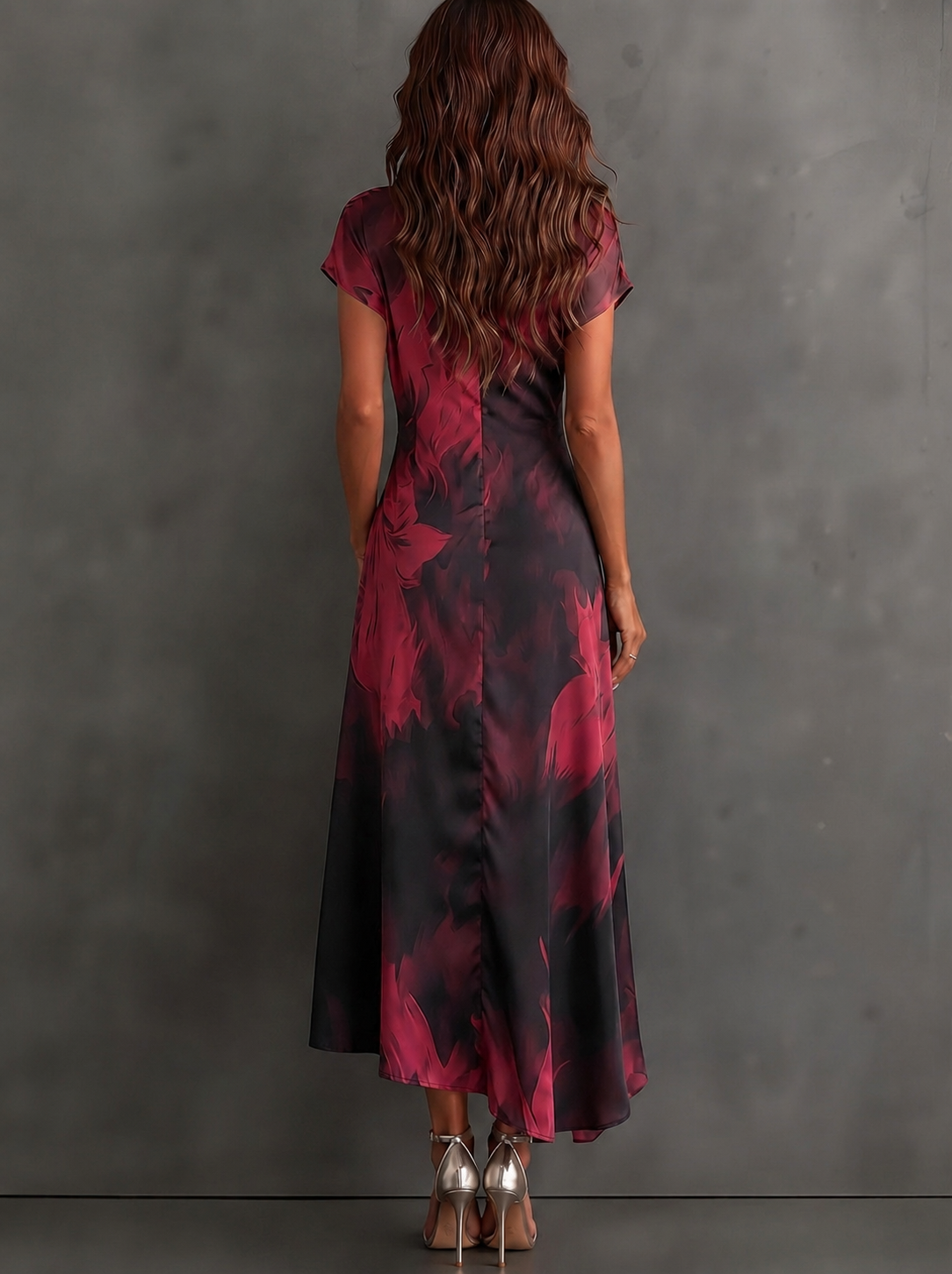HARPER | Abstract Print Wrap Midi Dress with Tie-Waist Detail