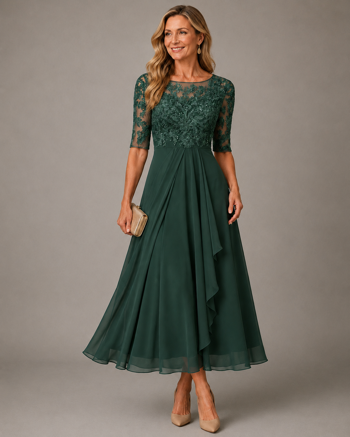 Romina | Slimming Lace Midi Dress