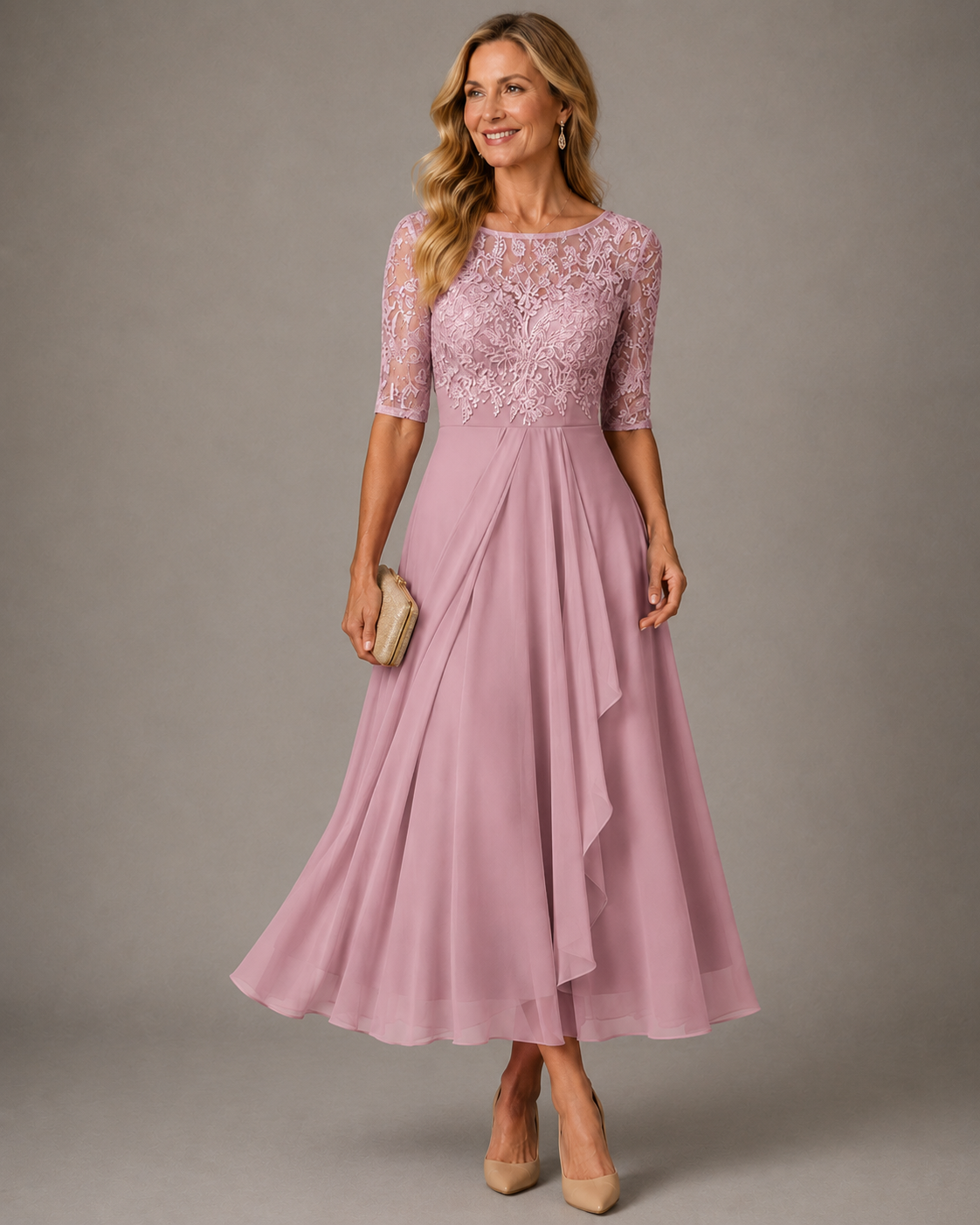 Romina | Slimming Lace Midi Dress