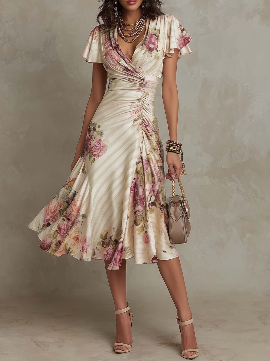 Margaret™ | Elegant Floral Wrap Dress