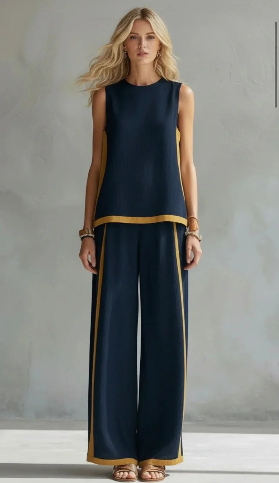 Ursula - Elegant and Casual Set of Vest and Pants with Two-Tone Finishes