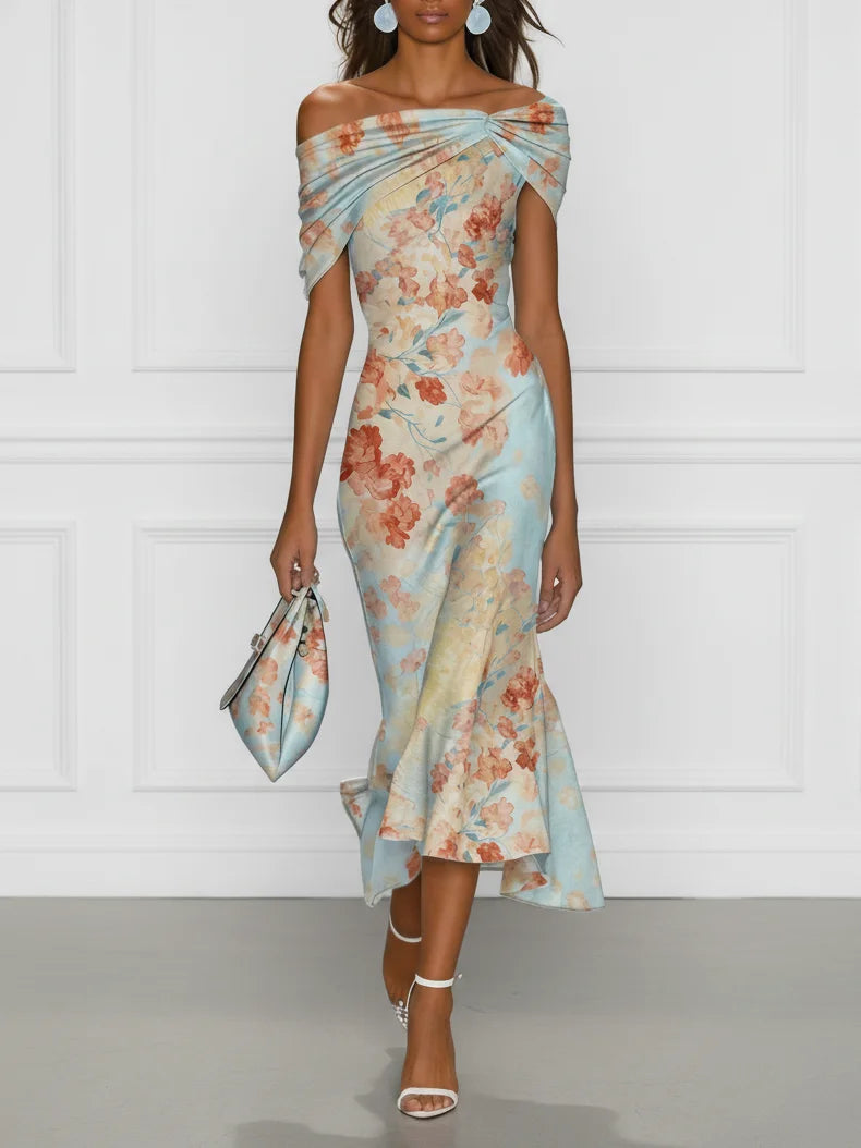 Elena | Off-Shoulder Floral Mermaid Dress