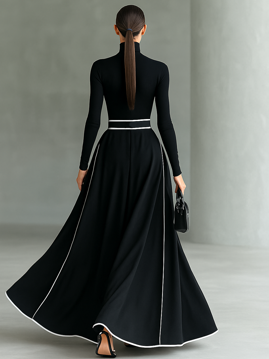 Susanna | Maxi Dress with Contrast Trimming and Belt
