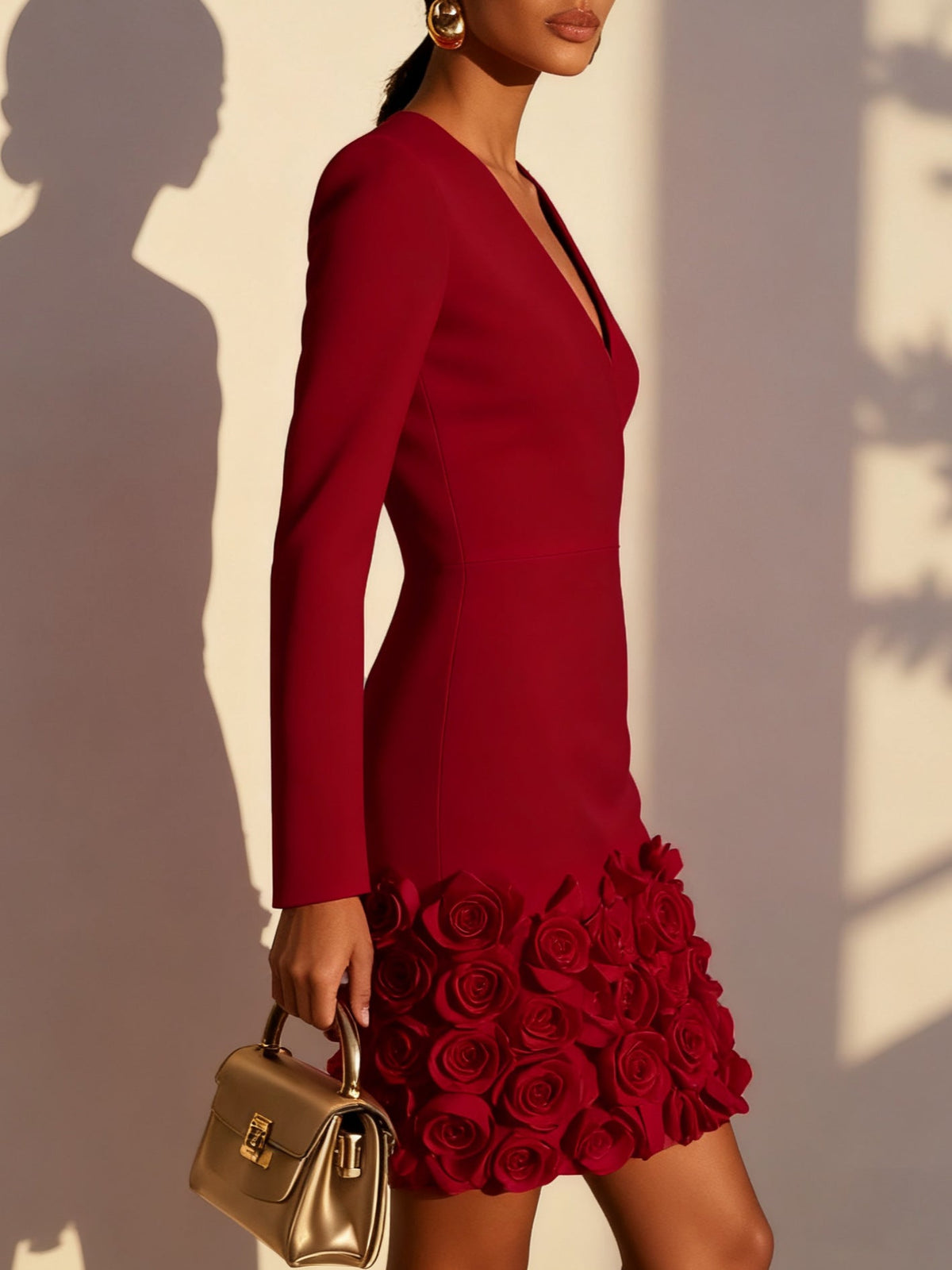Annabelle | Fitted Mini Dress with Sculpted Rose Hem