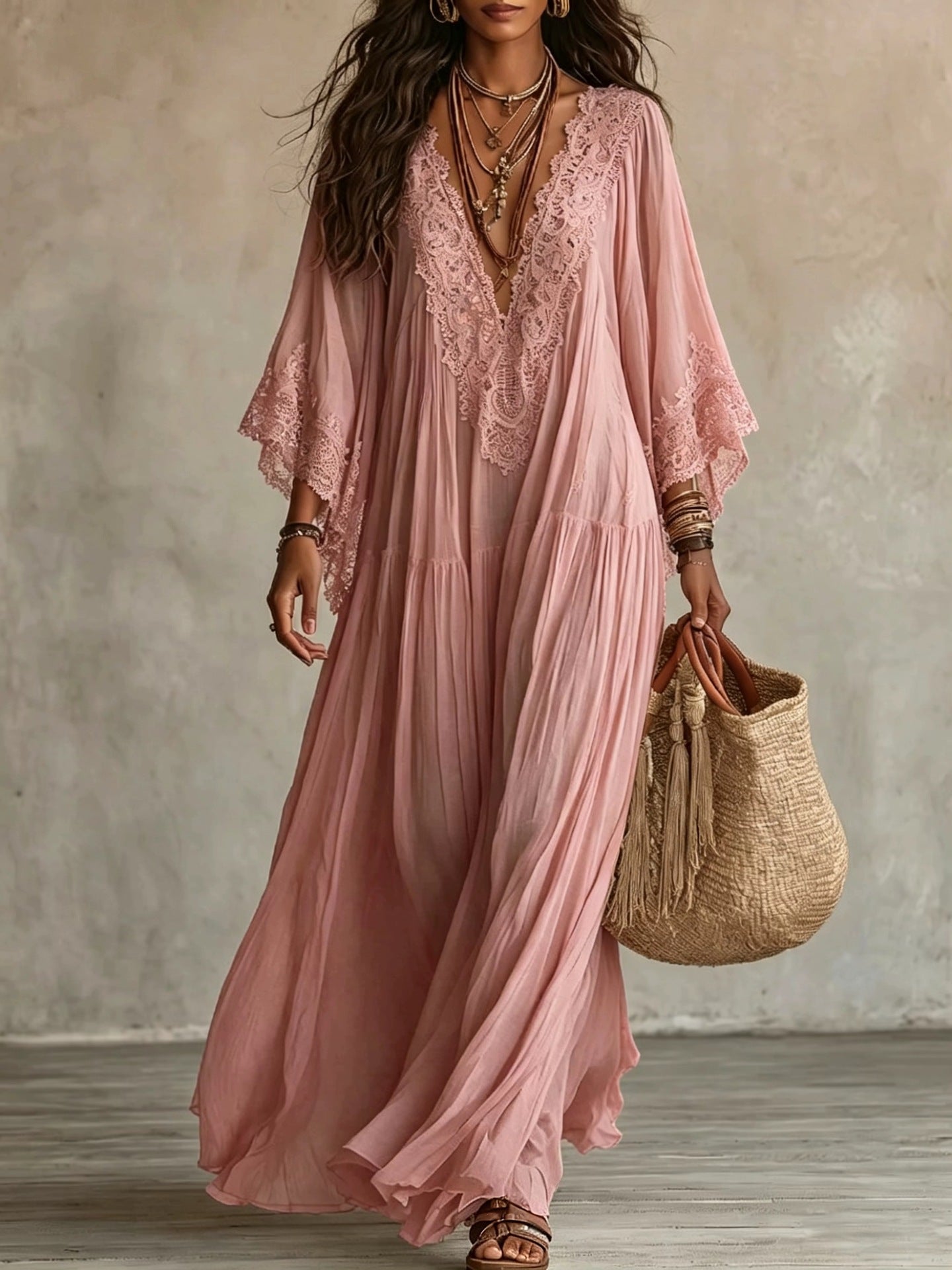 WILLOW | Boho Kimono-Sleeve Maxi Dress with Effortless Vacation Charm