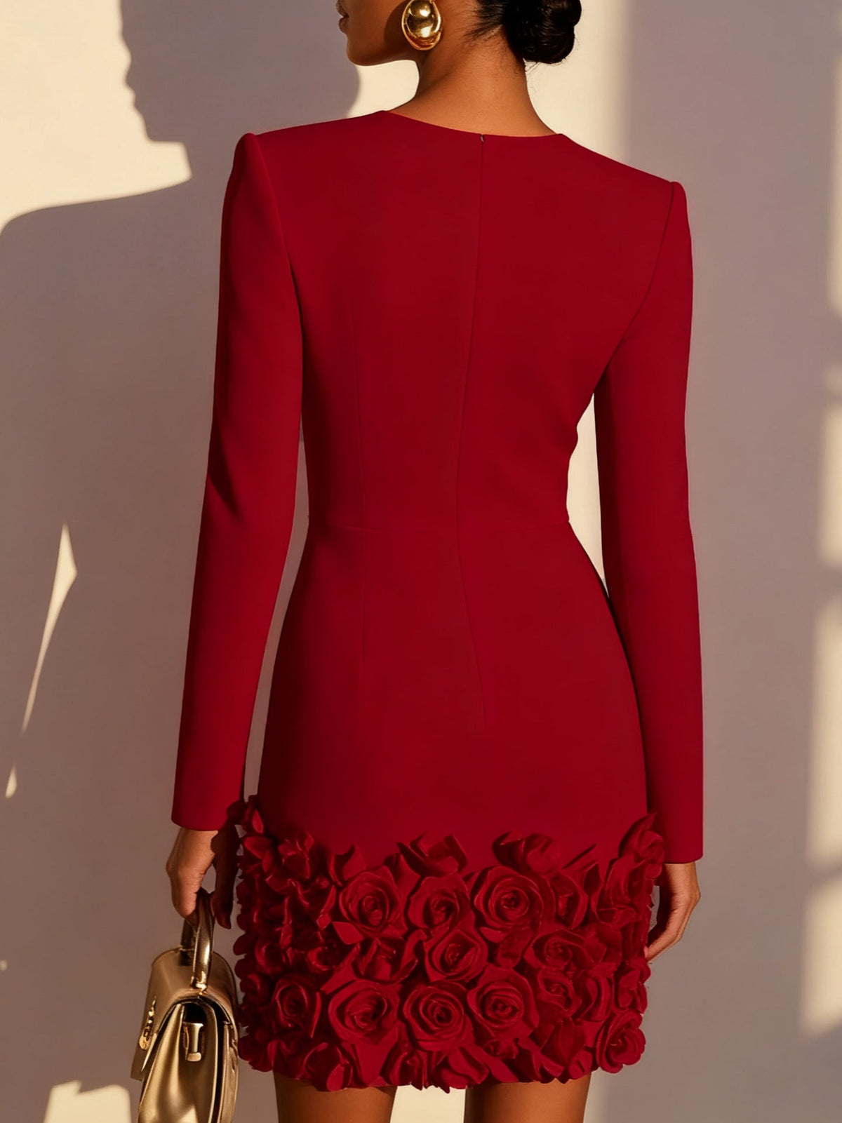 Annabelle | Fitted Mini Dress with Sculpted Rose Hem