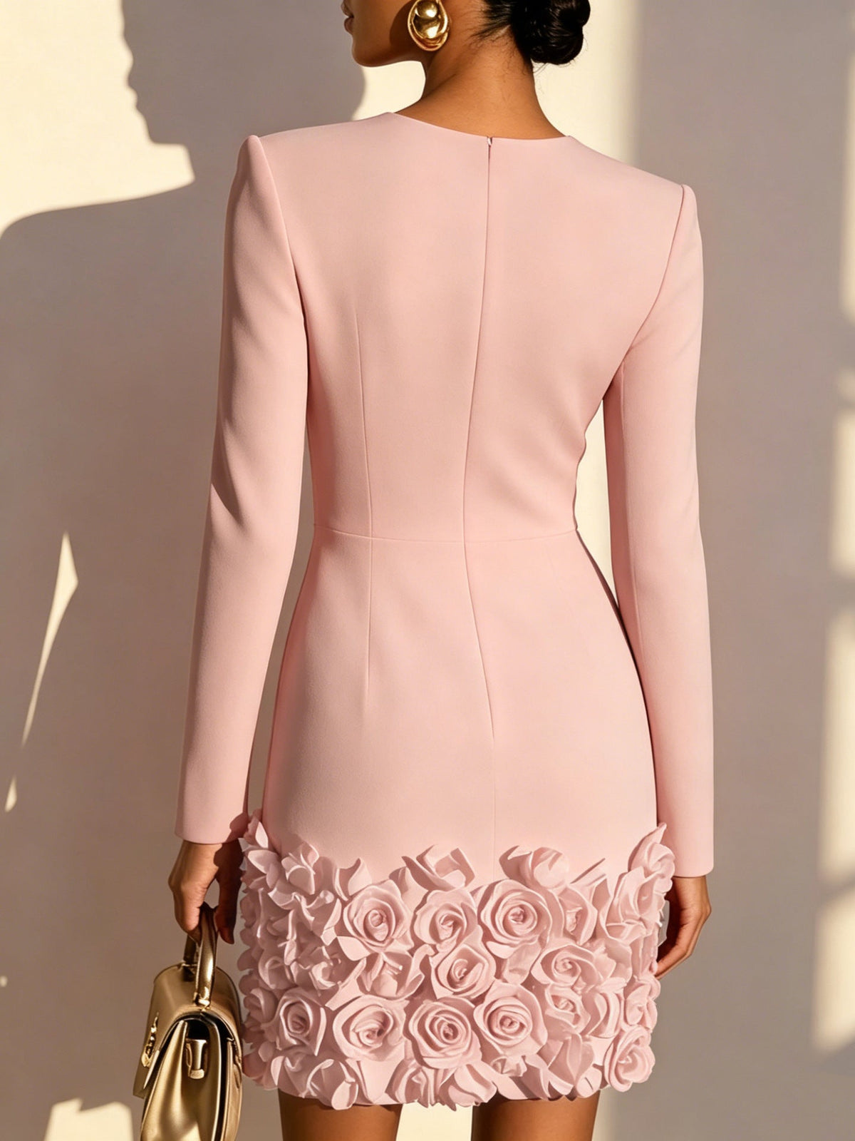 Annabelle | Fitted Mini Dress with Sculpted Rose Hem