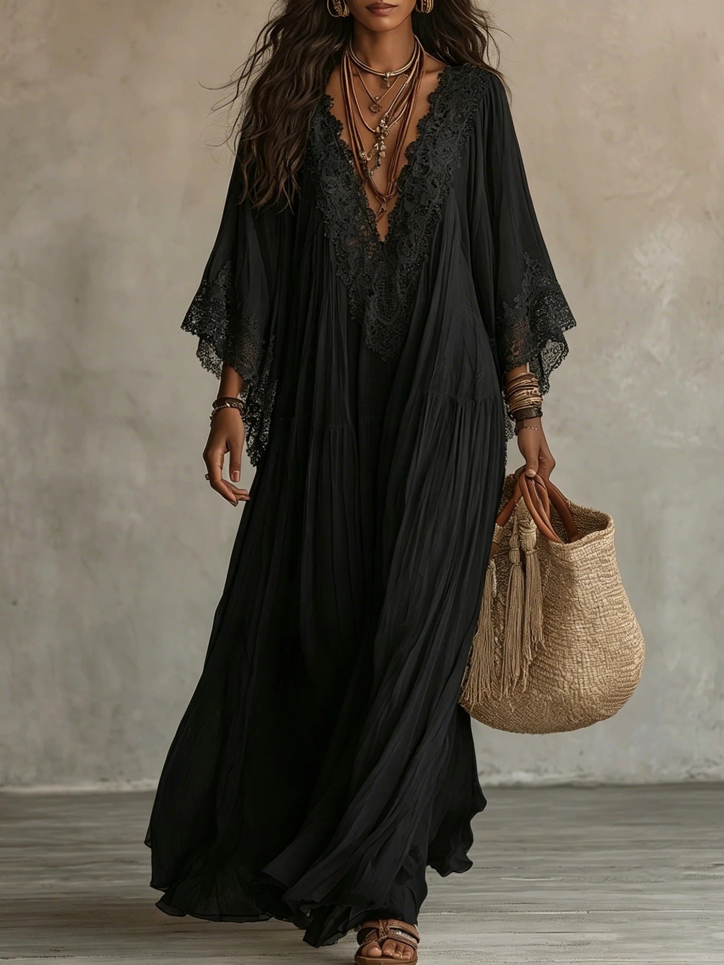 WILLOW | Boho Kimono-Sleeve Maxi Dress with Effortless Vacation Charm