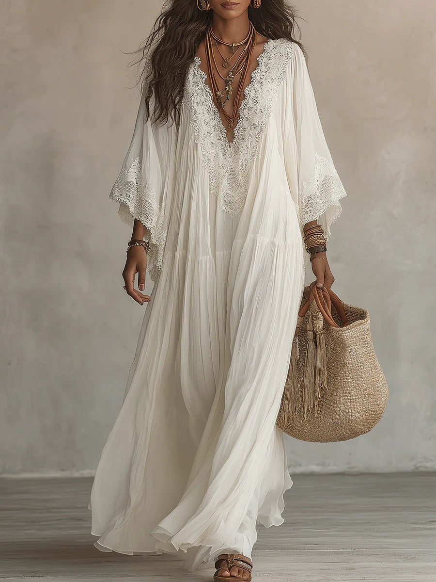 WILLOW | Boho Kimono-Sleeve Maxi Dress with Effortless Vacation Charm