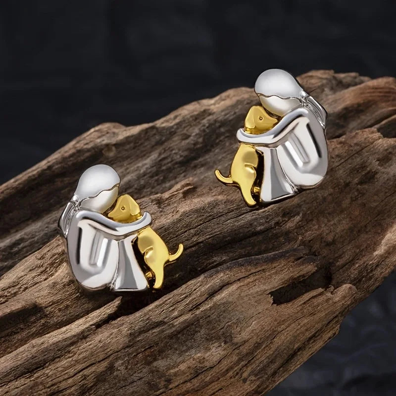 Bicolor Hugg Earrings in Silver and Gold
