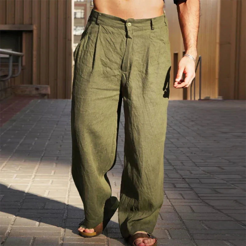 DARIO | LINEN PANTS WITH WIDE LEGS