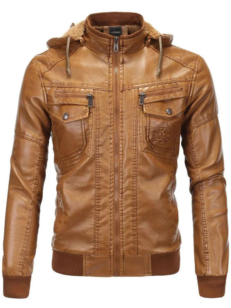Beaumont™ | Vintage Leather Jacket with Hood