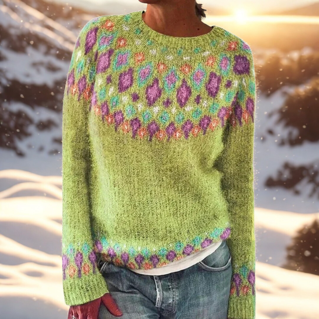 Matilda – Comfortable knitted sweater with Fair Isle detail