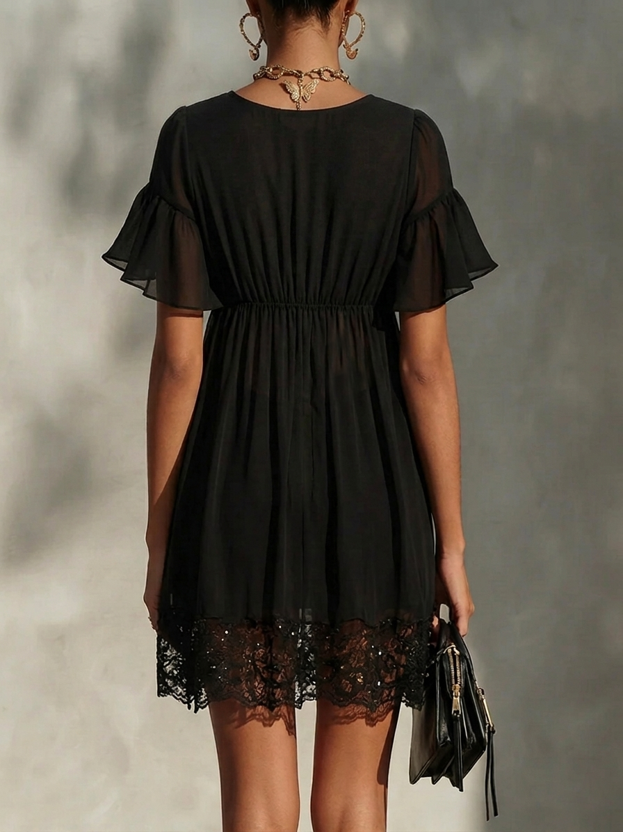 Sanya™ | Zip-Front Lace Mini Dress