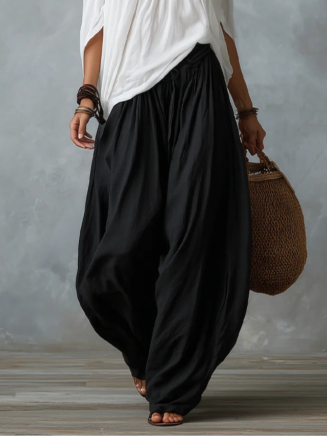 Top White Off-the-shoulder and Wide Lantern Pants