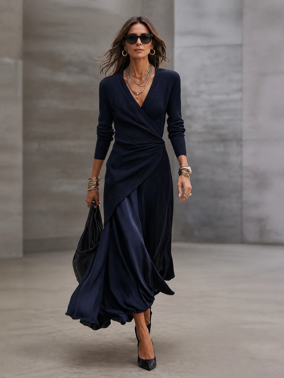 Tamara | Maxi Wrap Dress with Satin Skirt