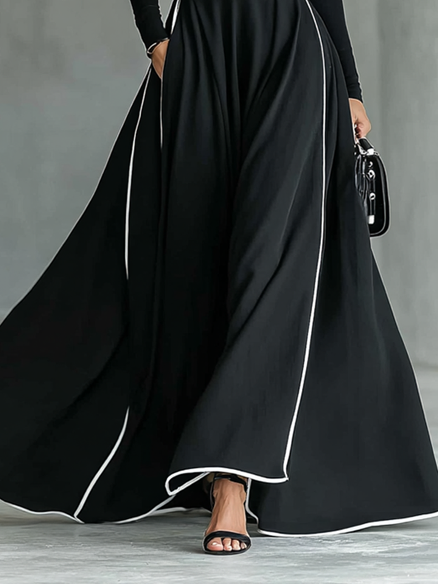 Susanna | Maxi Dress with Contrast Trimming and Belt