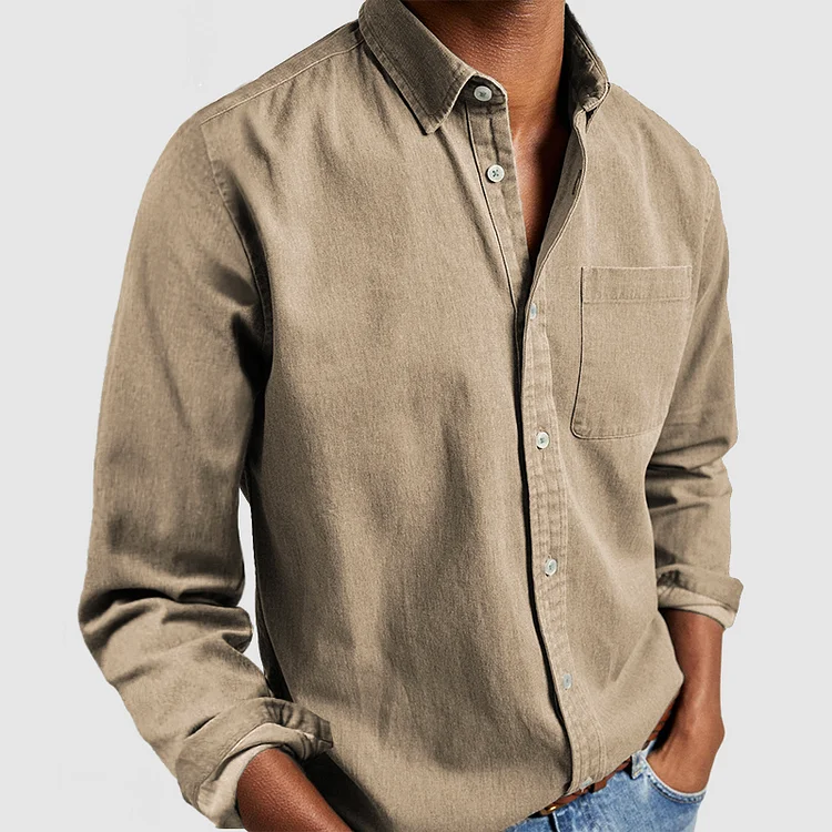 Alexandre | Men's Long Sleeve Shirt with Classic Collar and Chest Pocket