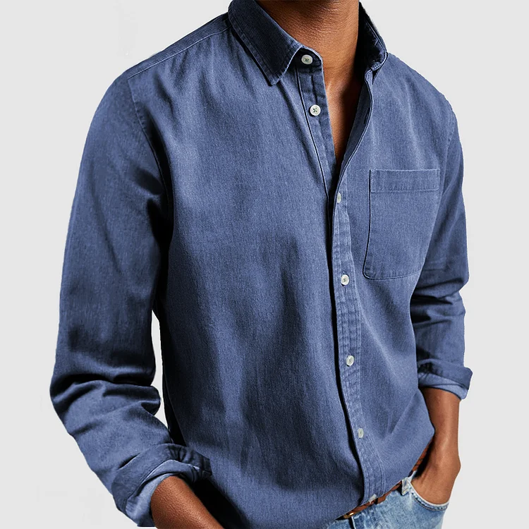 Alexandre | Men's Long Sleeve Shirt with Classic Collar and Chest Pocket