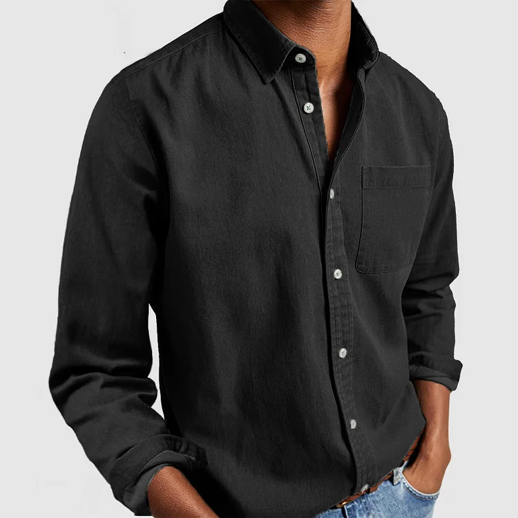 Alexandre | Men's Long Sleeve Shirt with Classic Collar and Chest Pocket