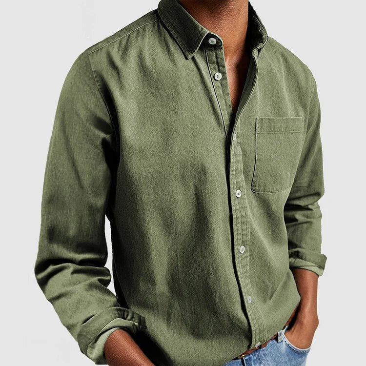 Alexandre | Men's Long Sleeve Shirt with Classic Collar and Chest Pocket