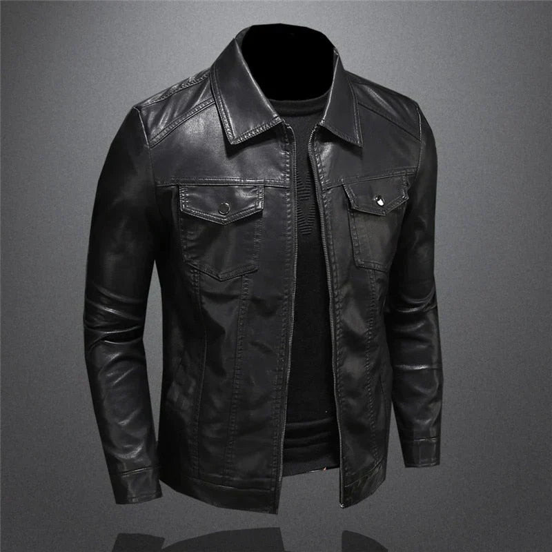 HARTON™ | Chic Black Leather Jacket