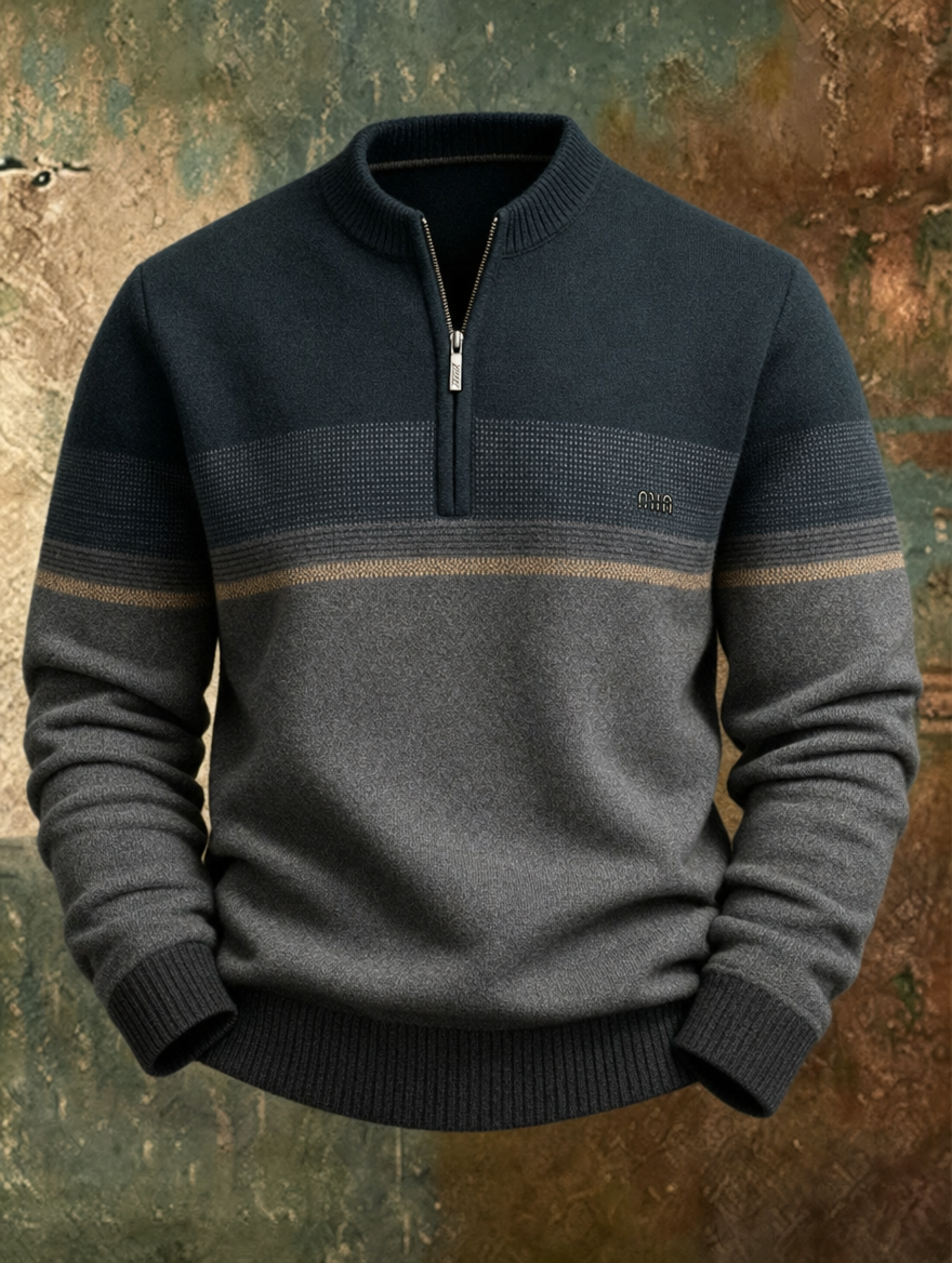 ELLIOTT | Half-zip sweater with tonal stripes