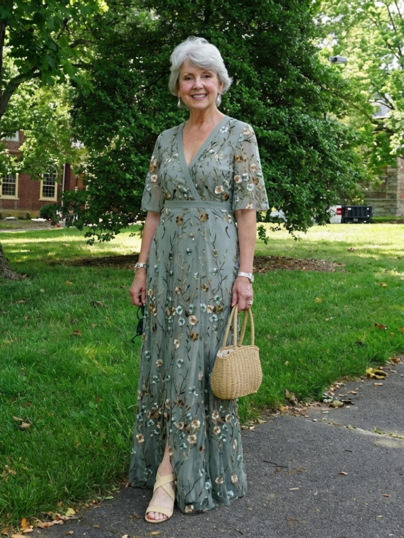 Rosalie | Floral V Neck Short Sleeve Maxi Dress