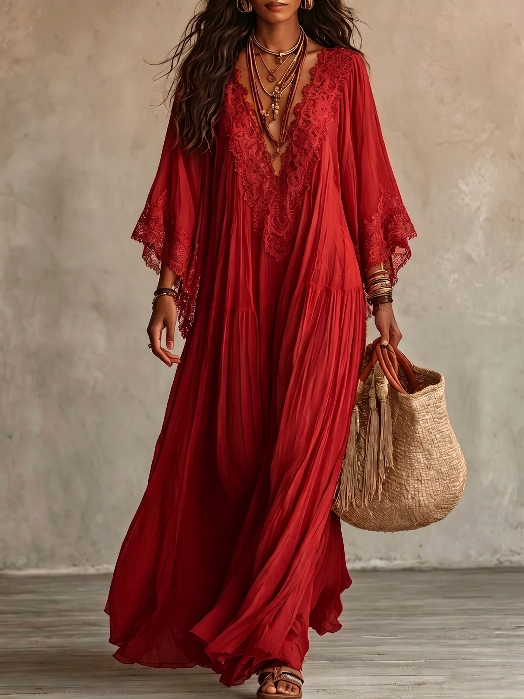 WILLOW | Boho Kimono-Sleeve Maxi Dress with Effortless Vacation Charm