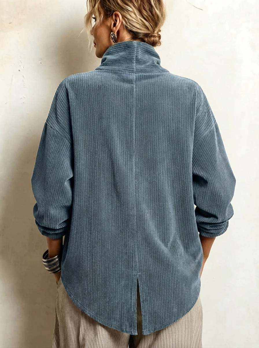 Marlowe | Wrap-Collar Top with Diagonal Button Detail