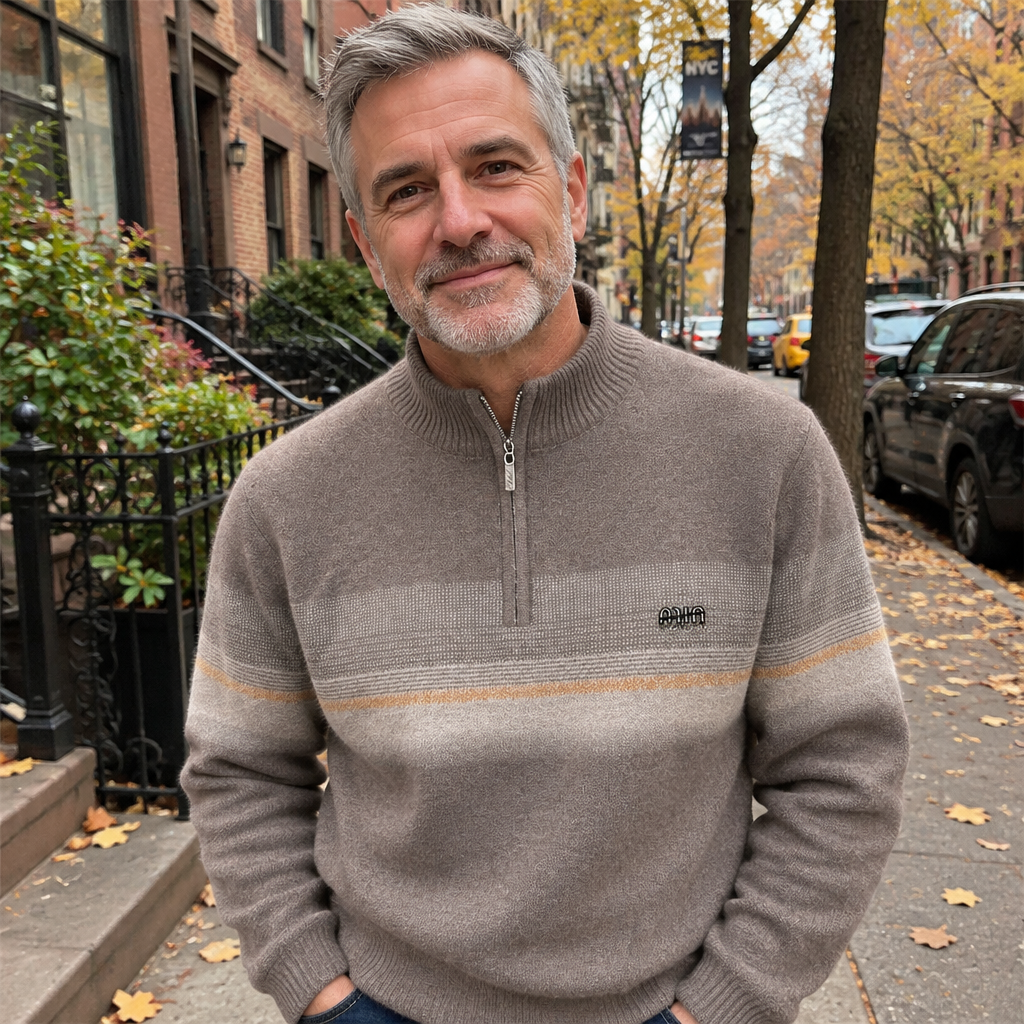 ELLIOTT | Half-zip sweater with tonal stripes