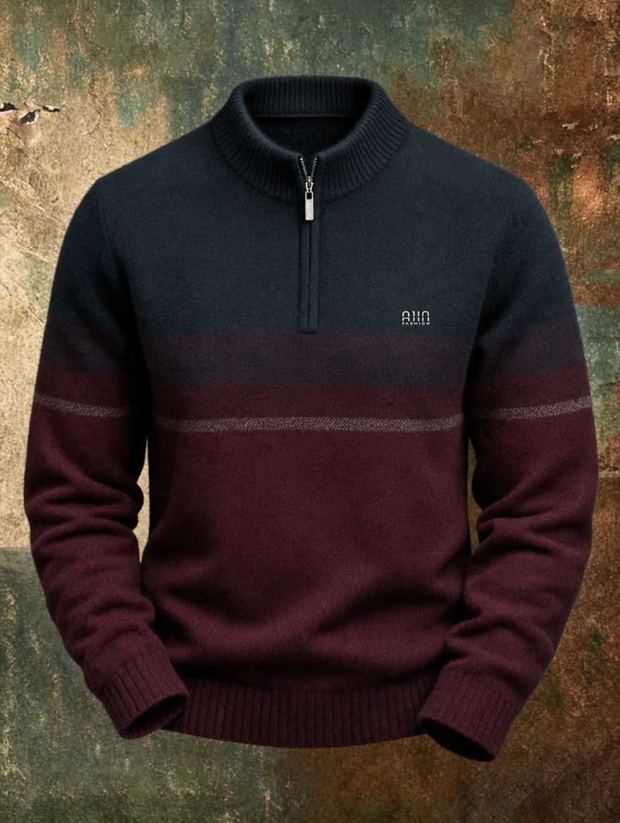 ELLIOTT | Half-zip sweater with tonal stripes