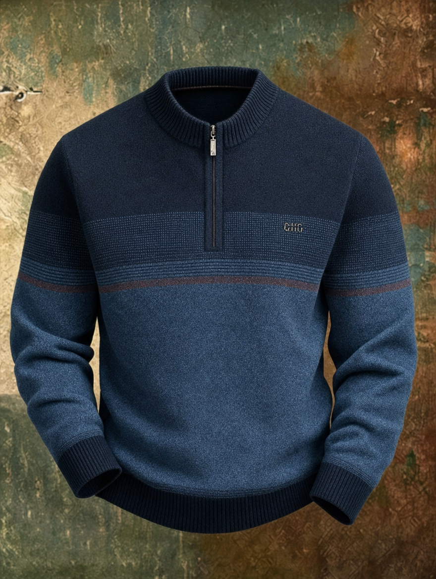 ELLIOTT | Half-zip sweater with tonal stripes