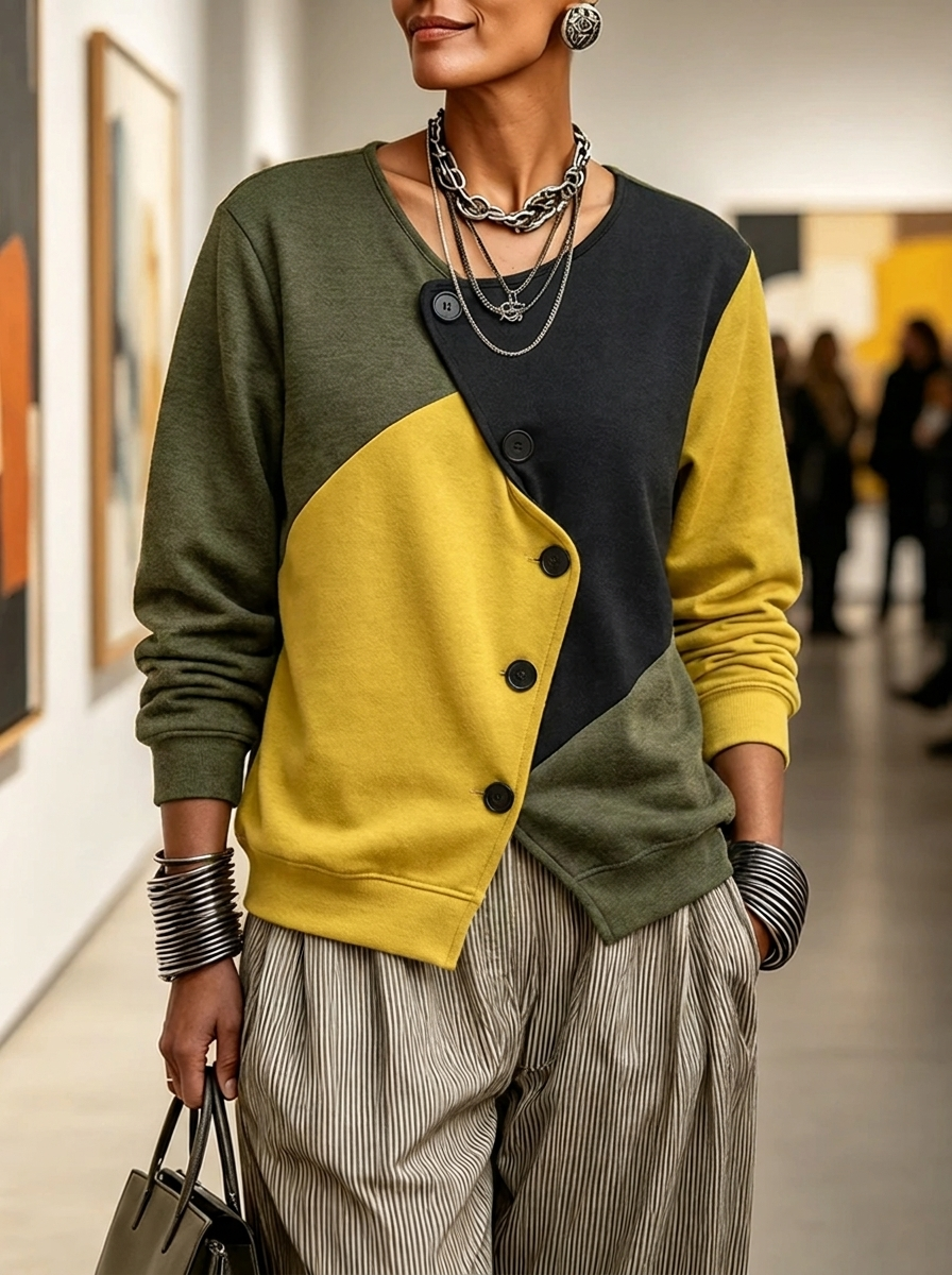 PIPER | Asymmetric Button-Front Knit Sweater for Fall Layering