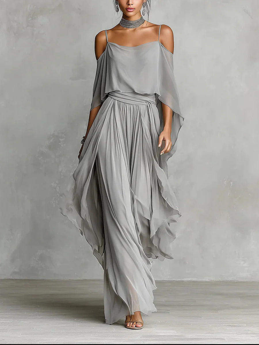 Clarissa | Cold-Shoulder Draped Two-Piece Set