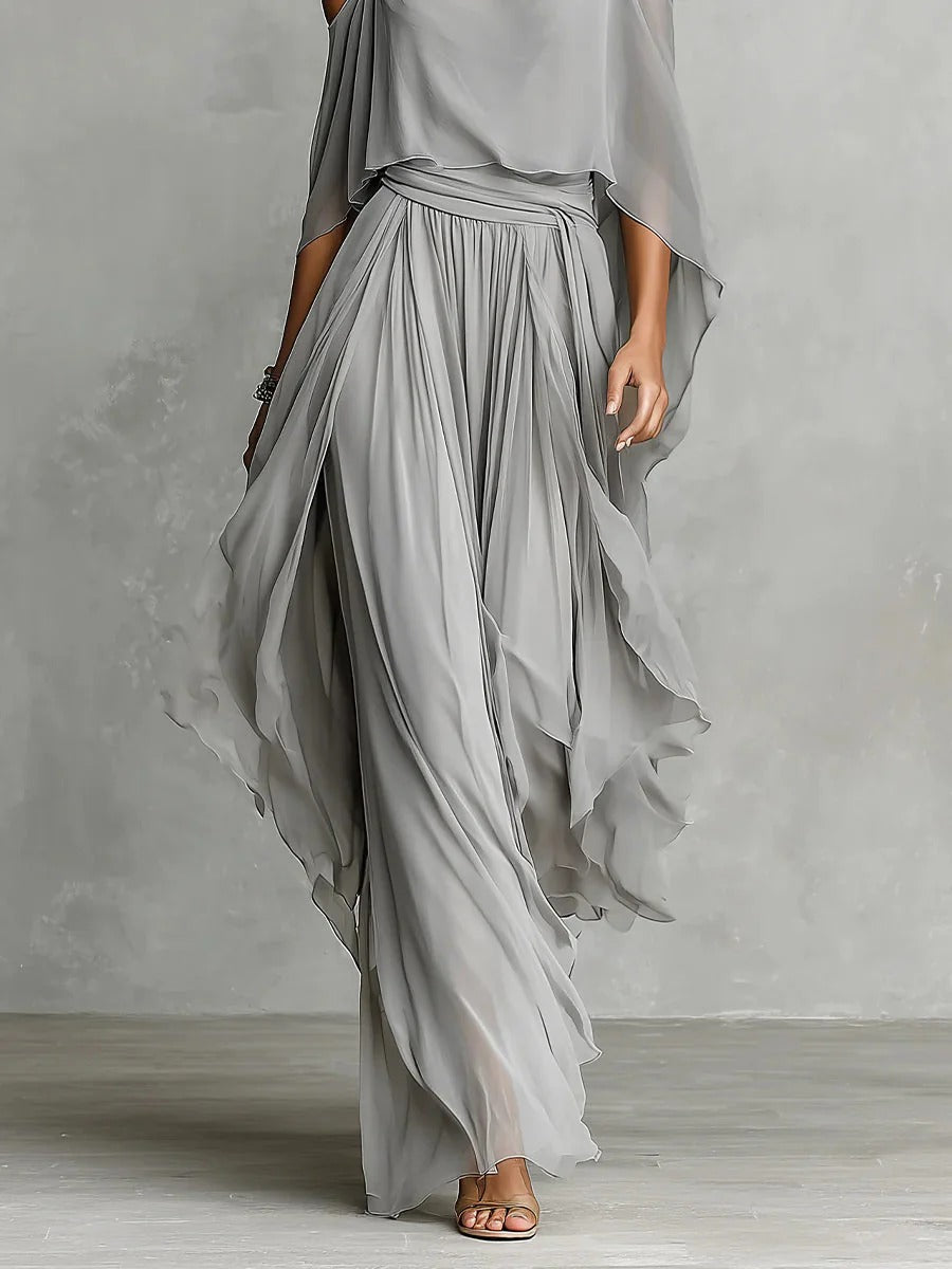 Clarissa | Cold-Shoulder Draped Two-Piece Set