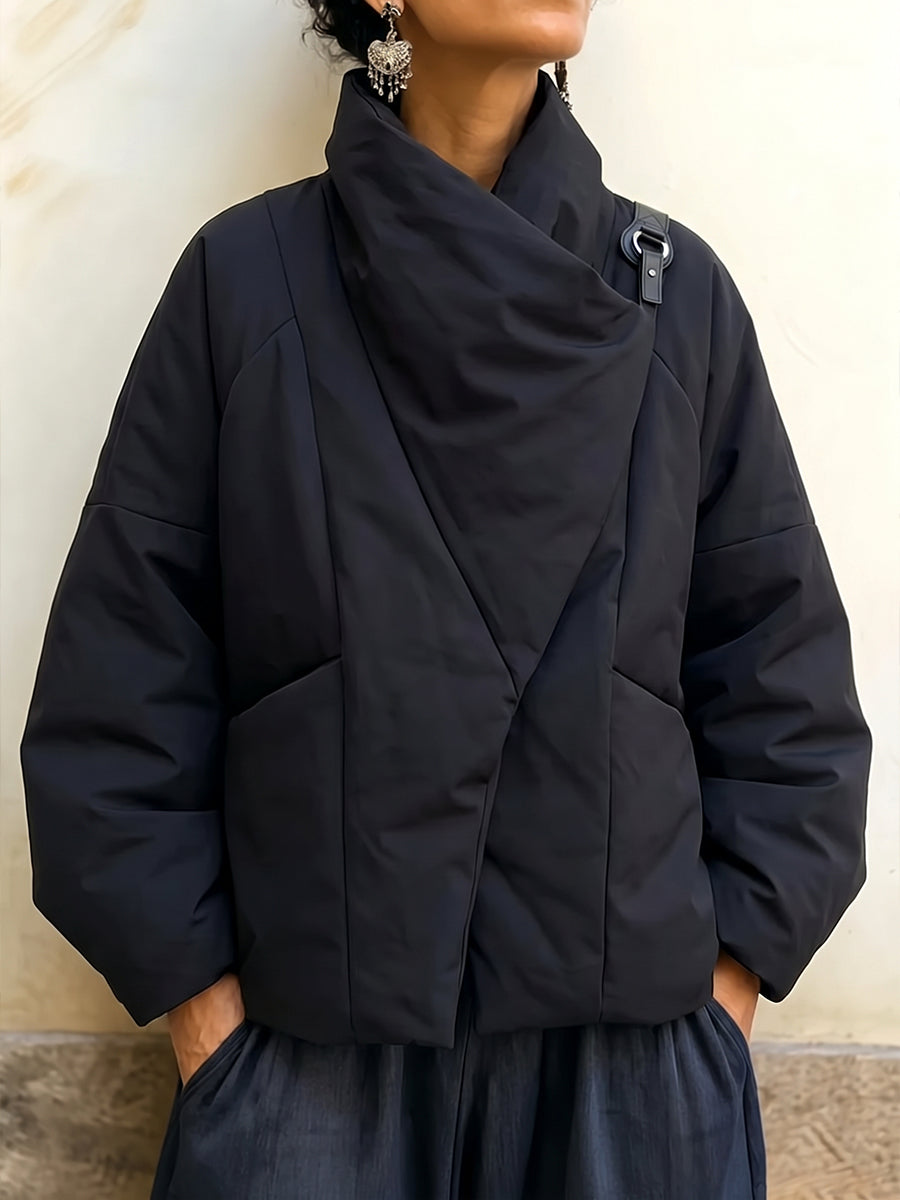 ELOWEN | Padded Jacket with Draped Asymmetric Collar