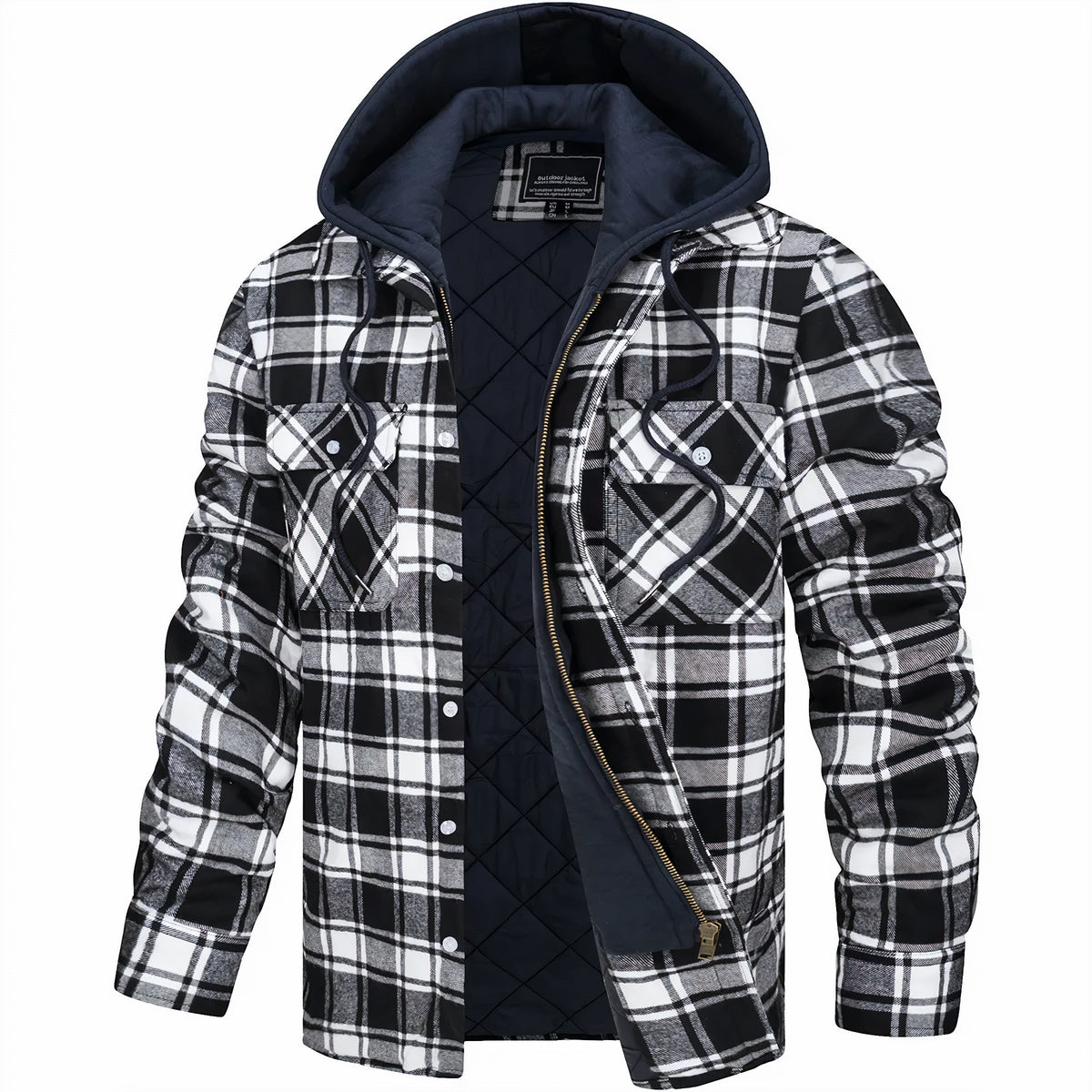 Timothy™ | Warm Quilt-Lined Plaid Flannel Hooded Jacket