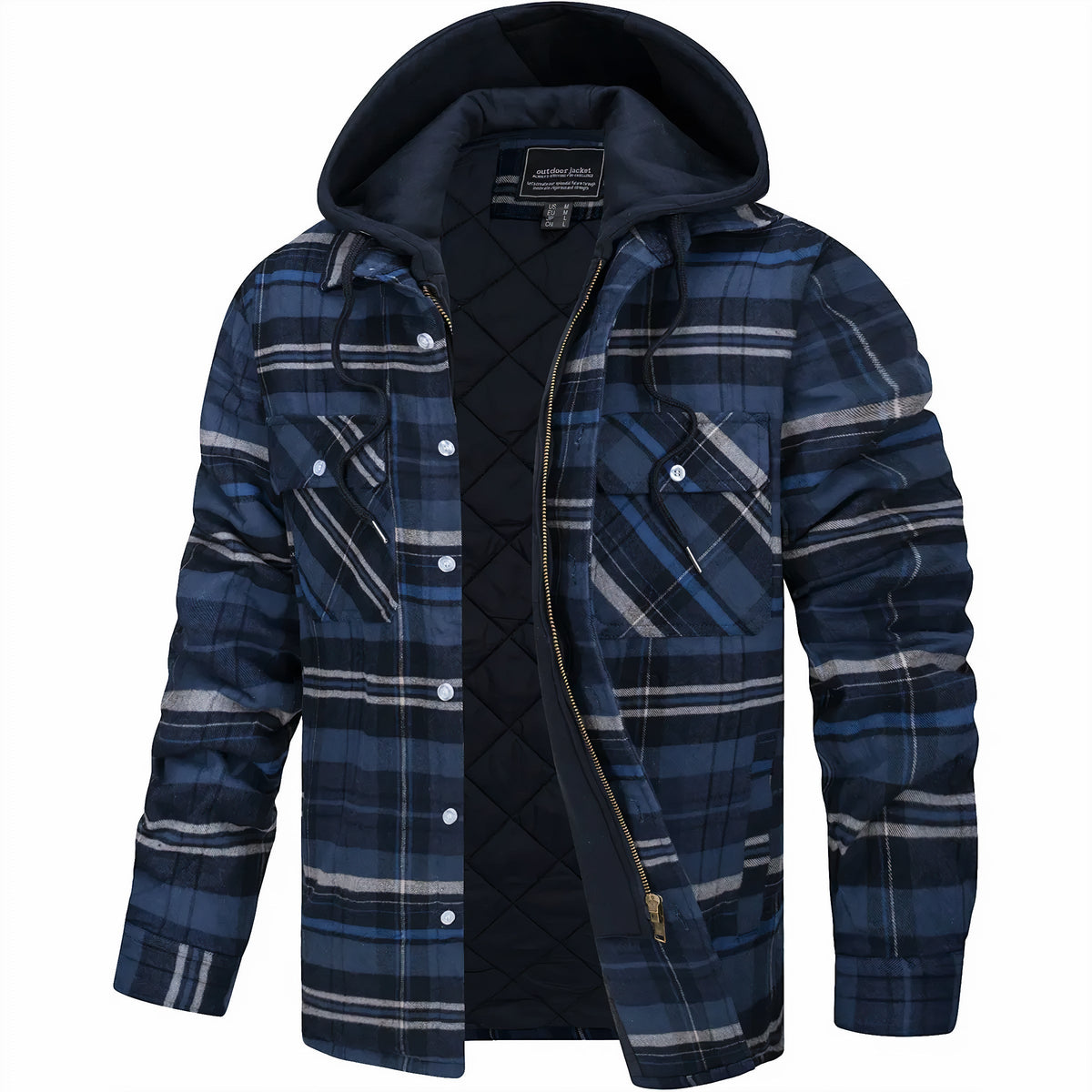 Timothy™ | Warm Quilt-Lined Plaid Flannel Hooded Jacket