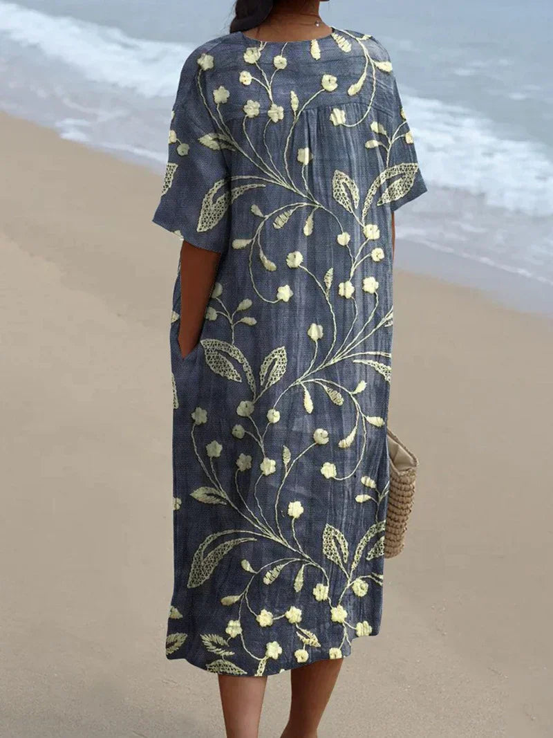 Sammy - Vintage Floral Art Flowy Casual Dress